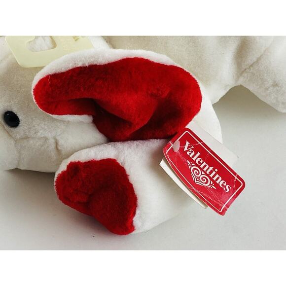 Vintage Commonwealth Toy Co Plush White Elephant w Red Heart Holiday Laying Tags - Picture 7 of 12